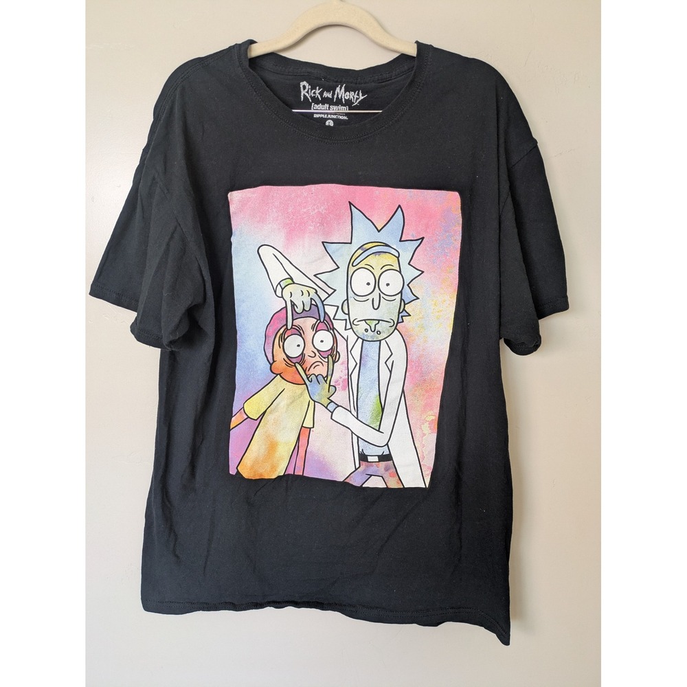 Rick and Morty Adult Swim Ripple Junction Graphic T Shirt Black Men's Large